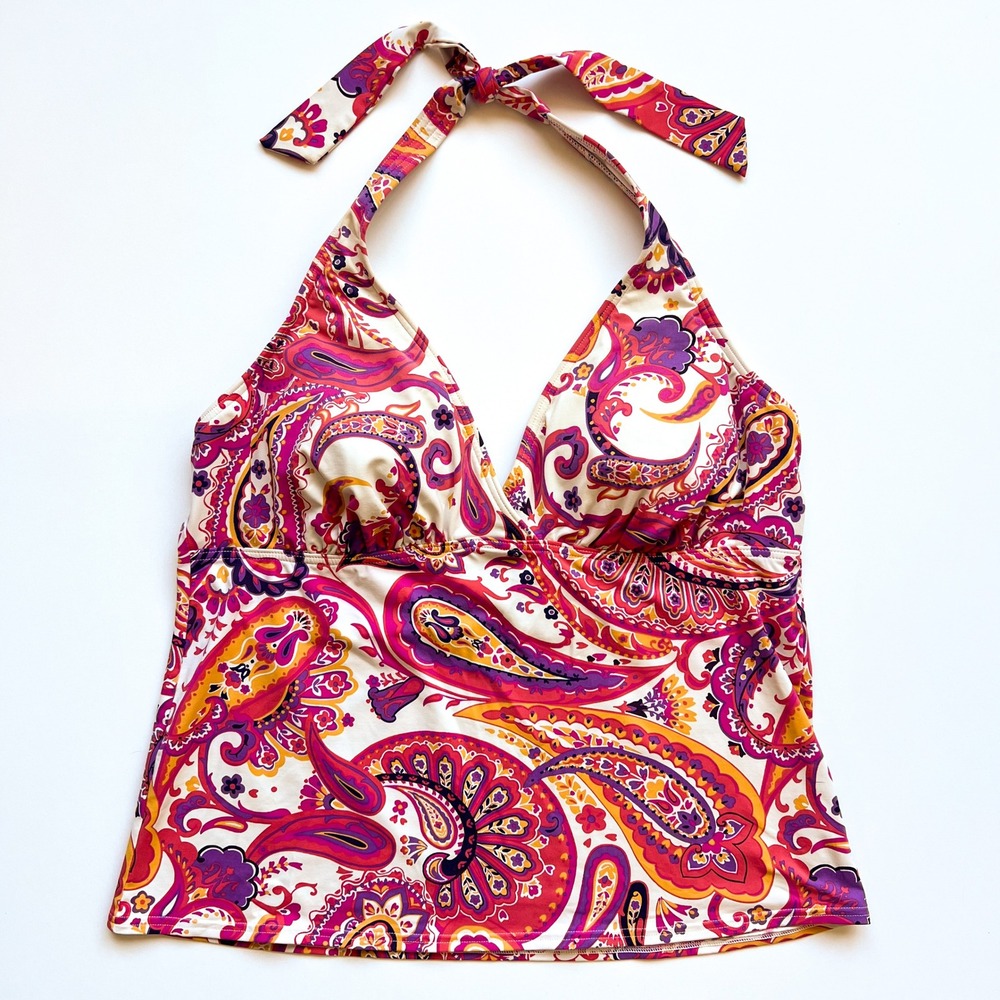 Y2K Land's End Summer Paisley Print Halter‎ Top